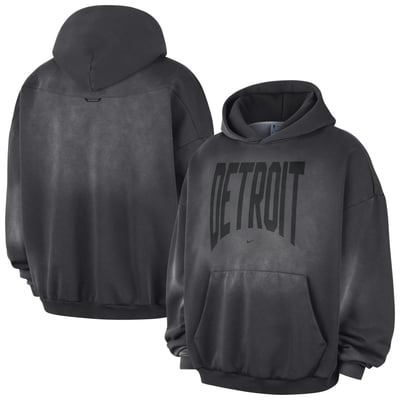 Detroit Pistons Nike 2026 Standard Issue Travel Washed Fleece Pullover Hoodie - Charcoal