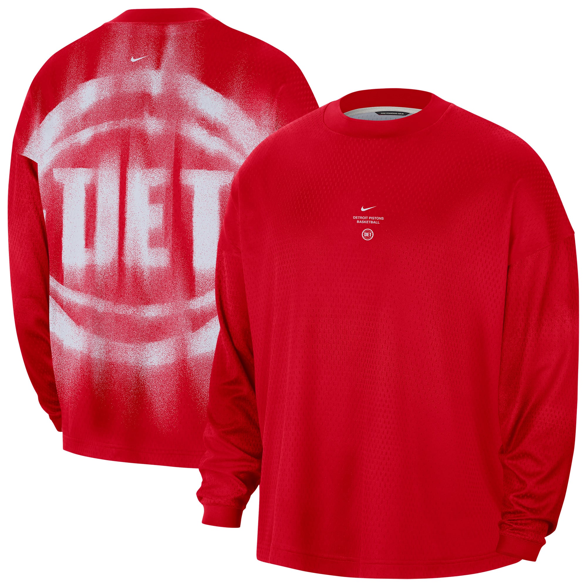 T-shirt à manches longues Nike Detroit Pistons rouge 2026 Standard Issue pour homme