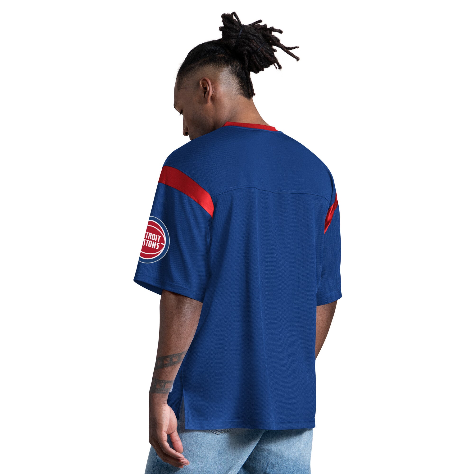 T-shirt à col en V bleu Starter Detroit Pistons pour homme