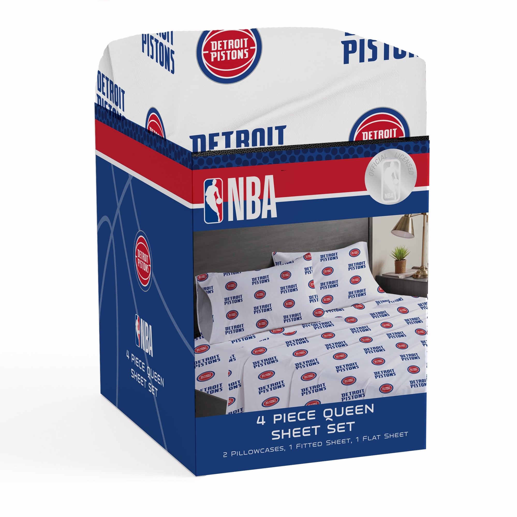 Pegasus Detroit Pistons Four-Piece Queen Sheet Set