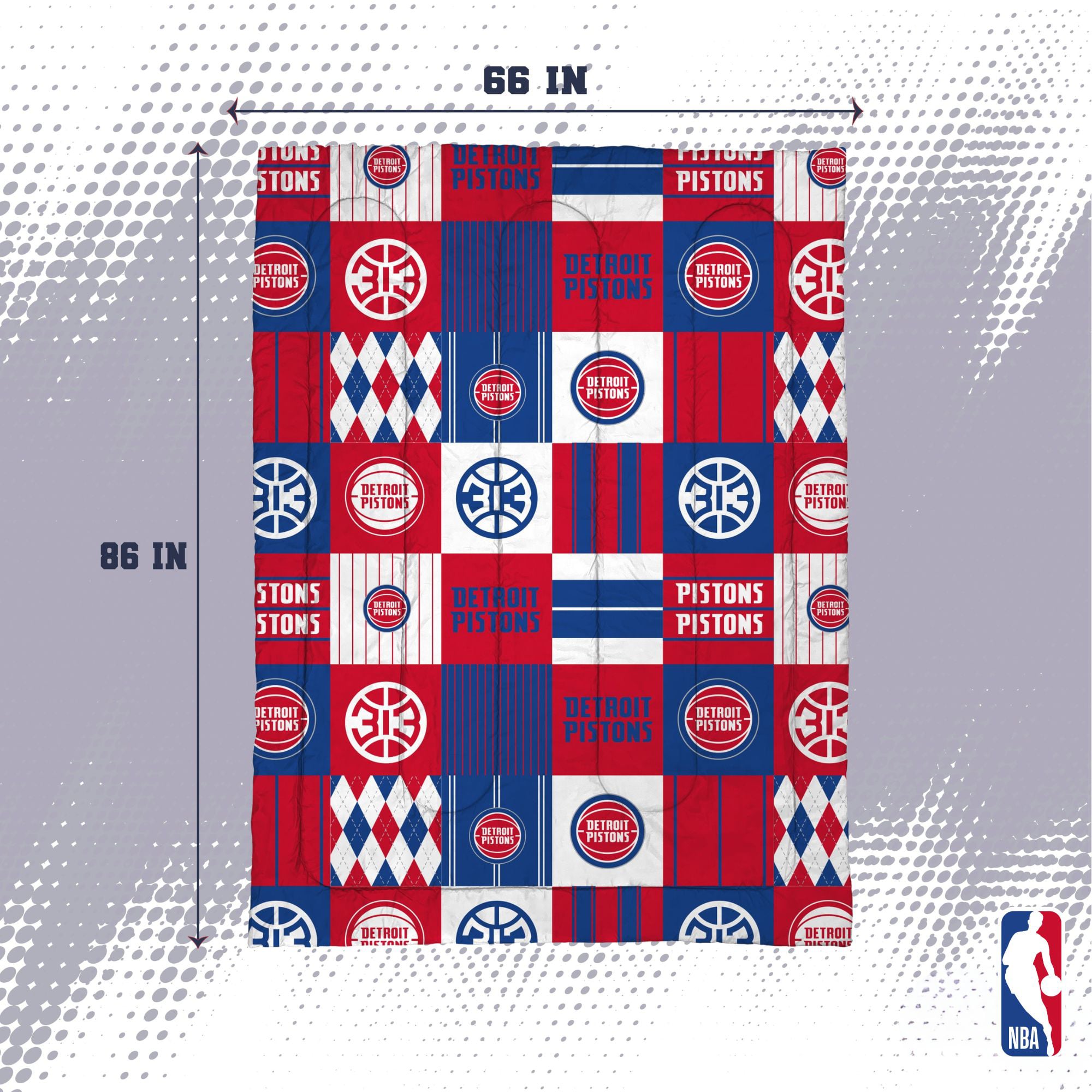 Ensemble de literie deux pièces Pegasus Detroit Pistons Patchwork Plaid pour lit simple/simple XL