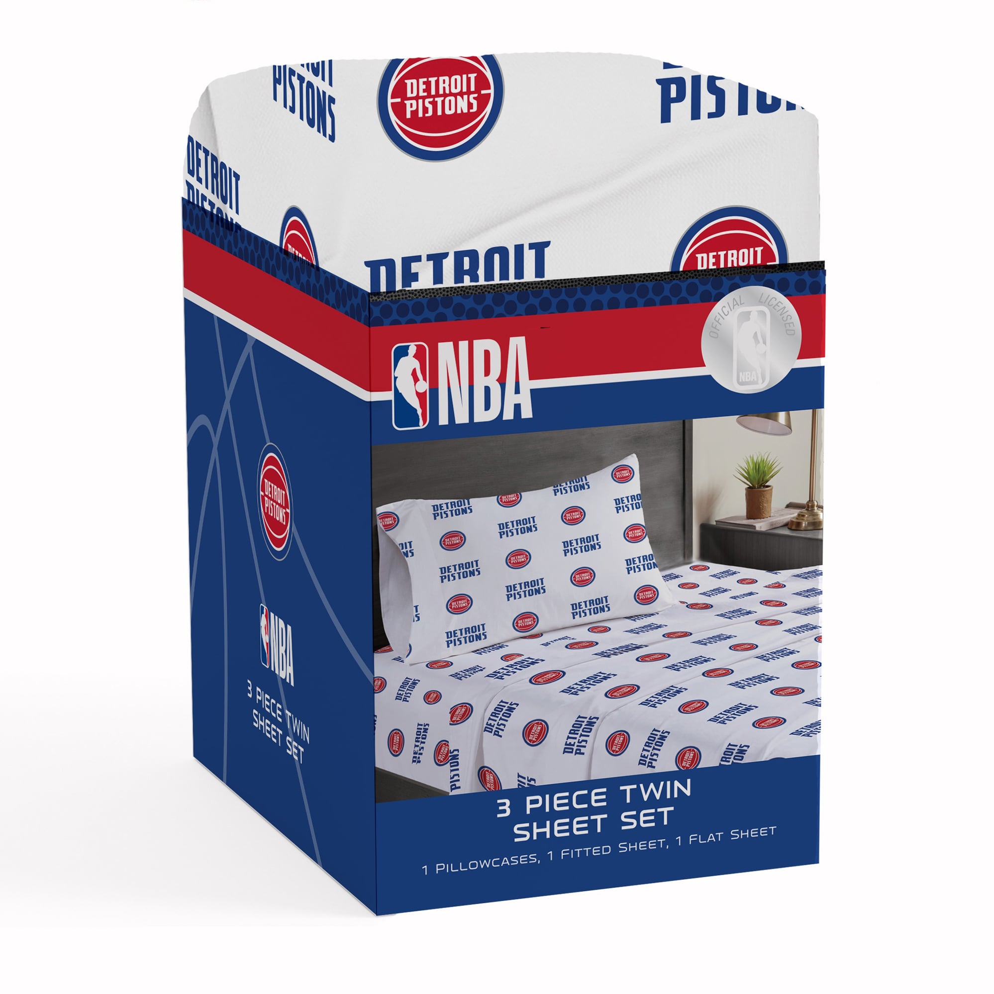 Pegasus Detroit Pistons Three-Piece Twin Sheet Set