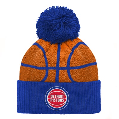 Detroit Pistons Preschool Basketball Head Cuffed Knit Hat with Pom - Blue
