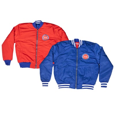  Detroit Pistons FISLL Unisex Reversible Full-Zip Flight Jacket - Red/Blue