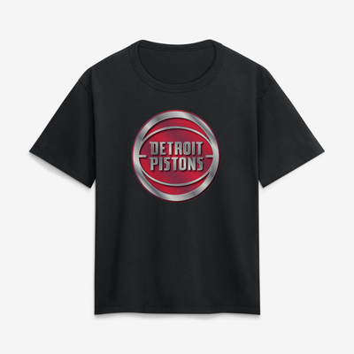 Detroit Pistons Women's Metallic Mascot T-Shirt - Black