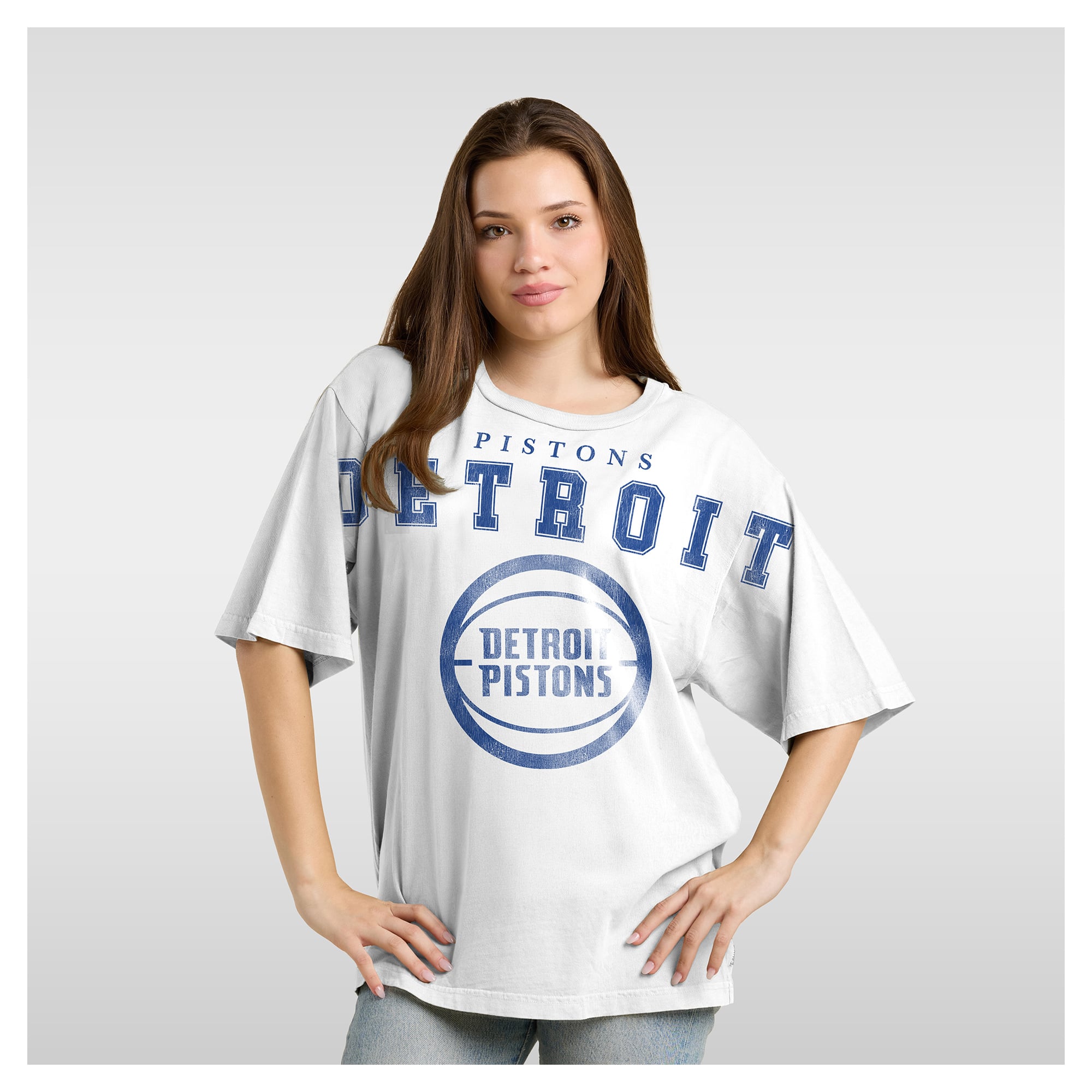 Women's Fanatics White Detroit Pistons Spirit Relaxed Jersey T-Shirt