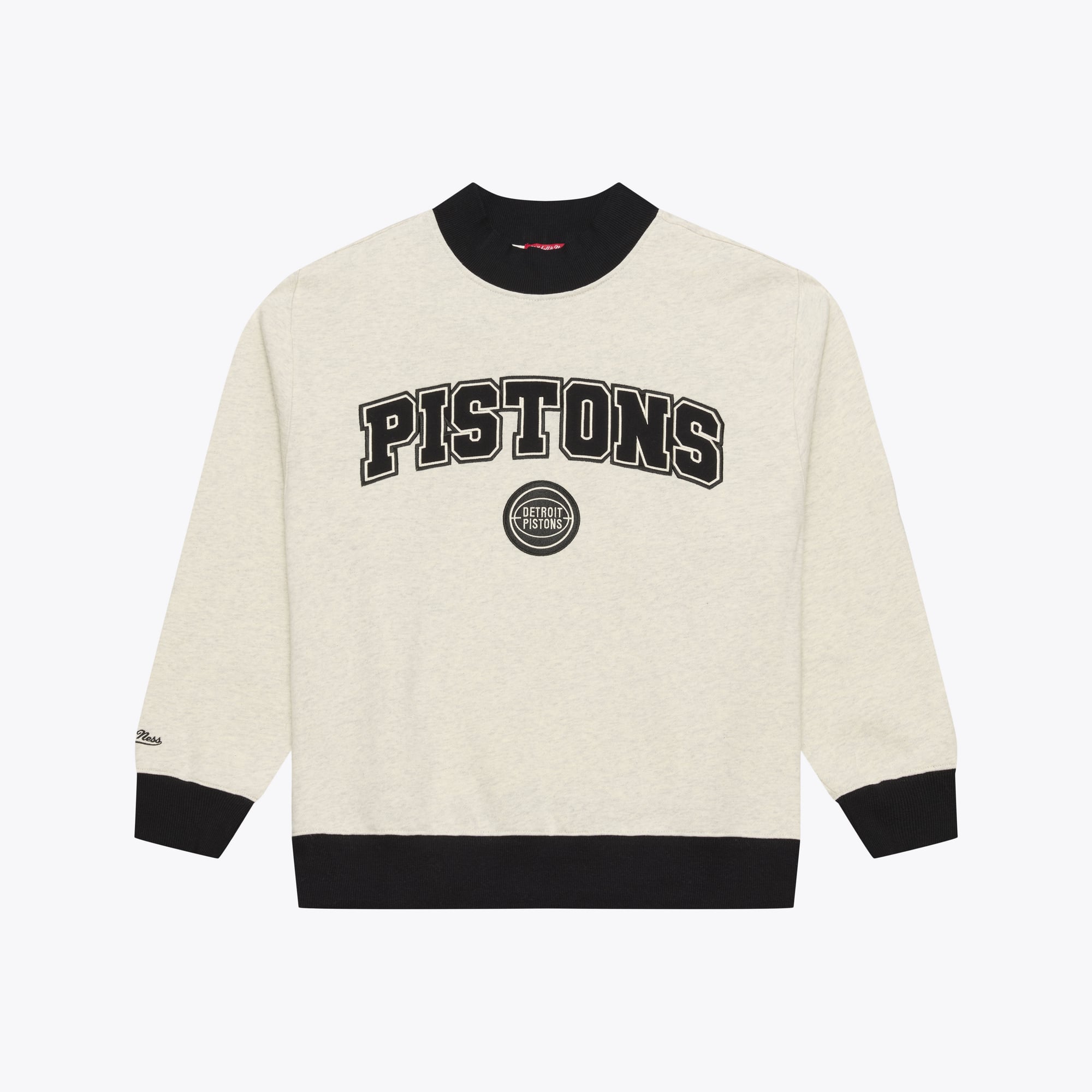 Sweat-shirt à col montant côtelé Mitchell & Ness Detroit Pistons couleur avoine pour femme