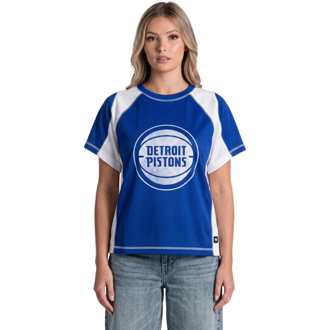 Haut raglan en maille contrastée bleu Detroit Pistons pour femme de The Wild Collective