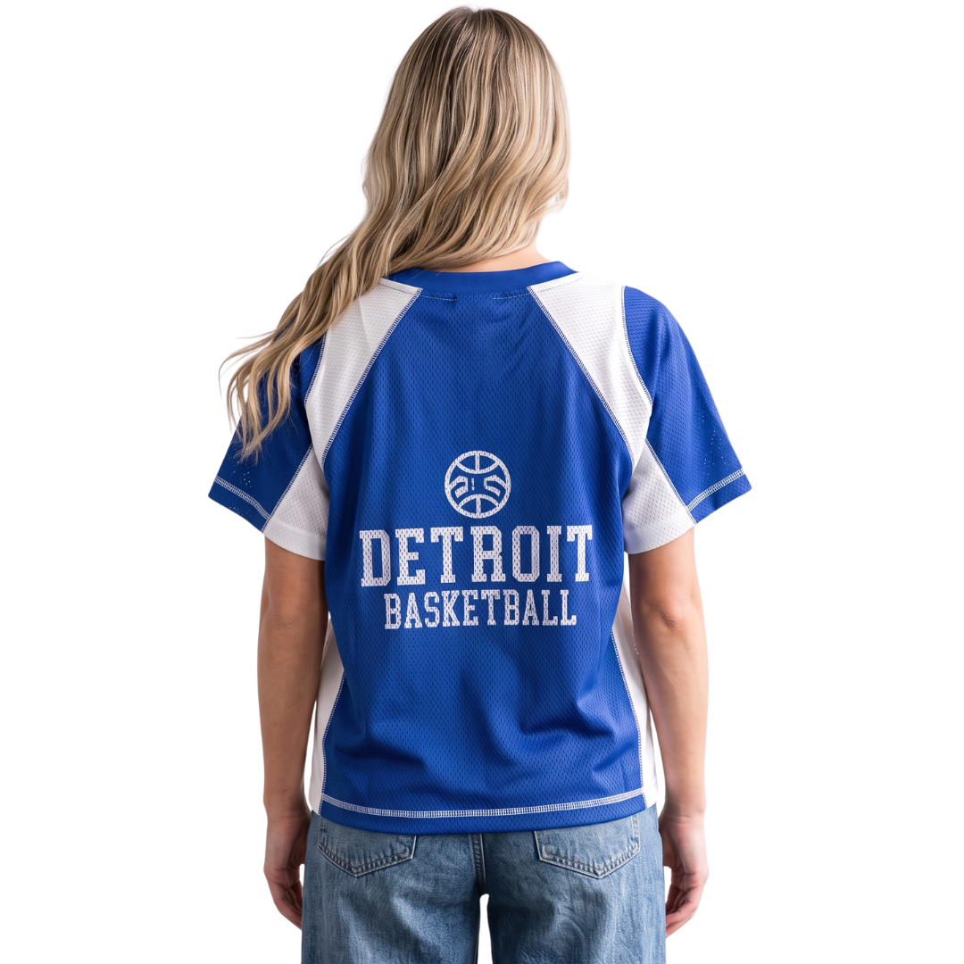 Haut raglan en maille contrastée bleu Detroit Pistons pour femme de The Wild Collective