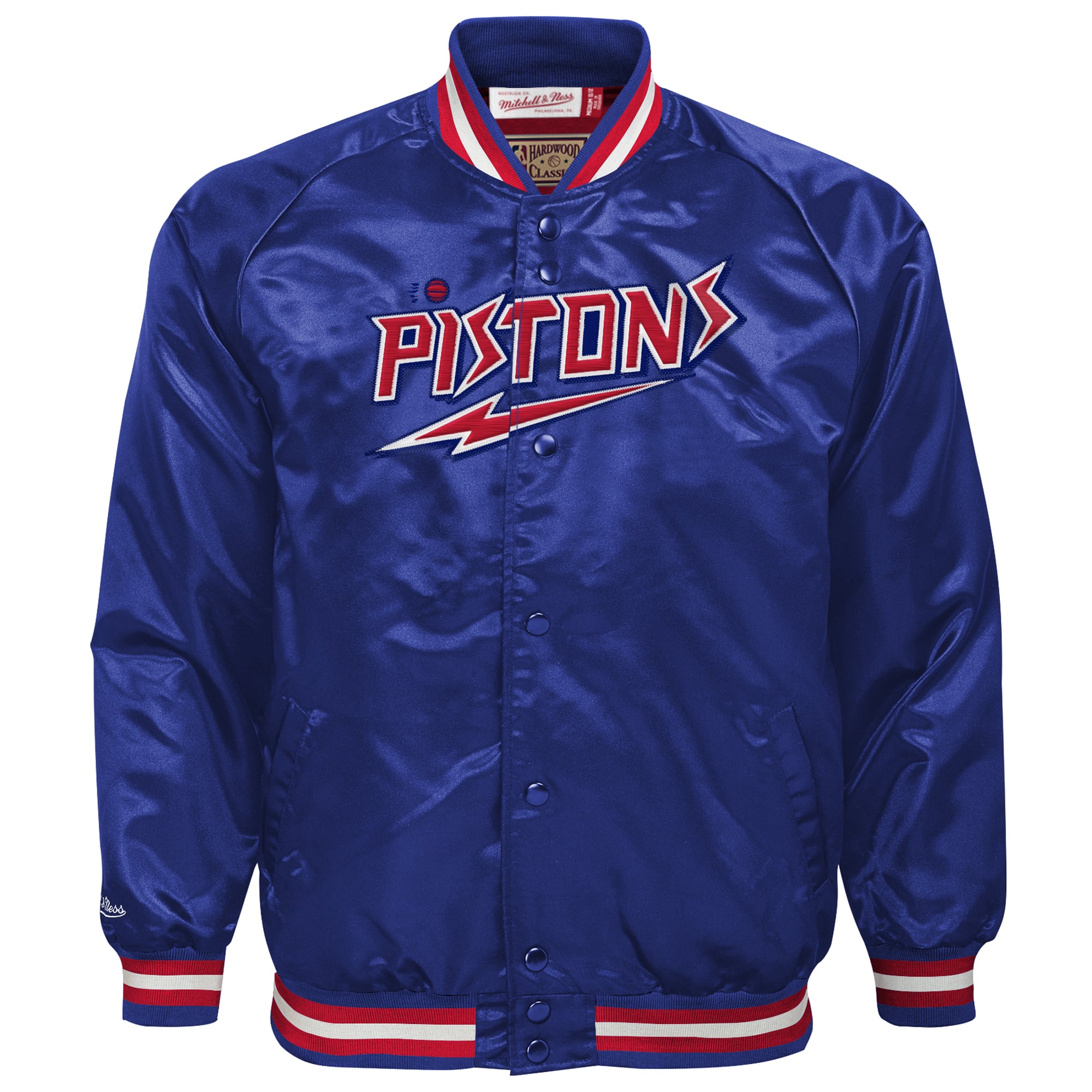 Youth Mitchell & Ness Royal Detroit Pistons Hardwood Classics Head Coach Full-Snap Raglan Jacket