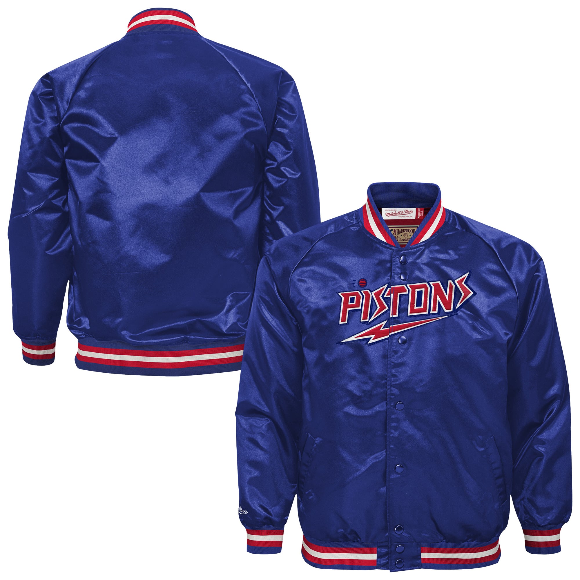 Youth Mitchell & Ness Royal Detroit Pistons Hardwood Classics Head Coach Full-Snap Raglan Jacket