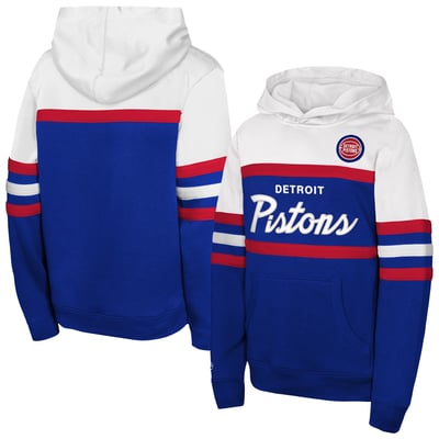 Detroit Pistons Mitchell & Ness Youth Vintage Head Coach Hoodie - Royal/White