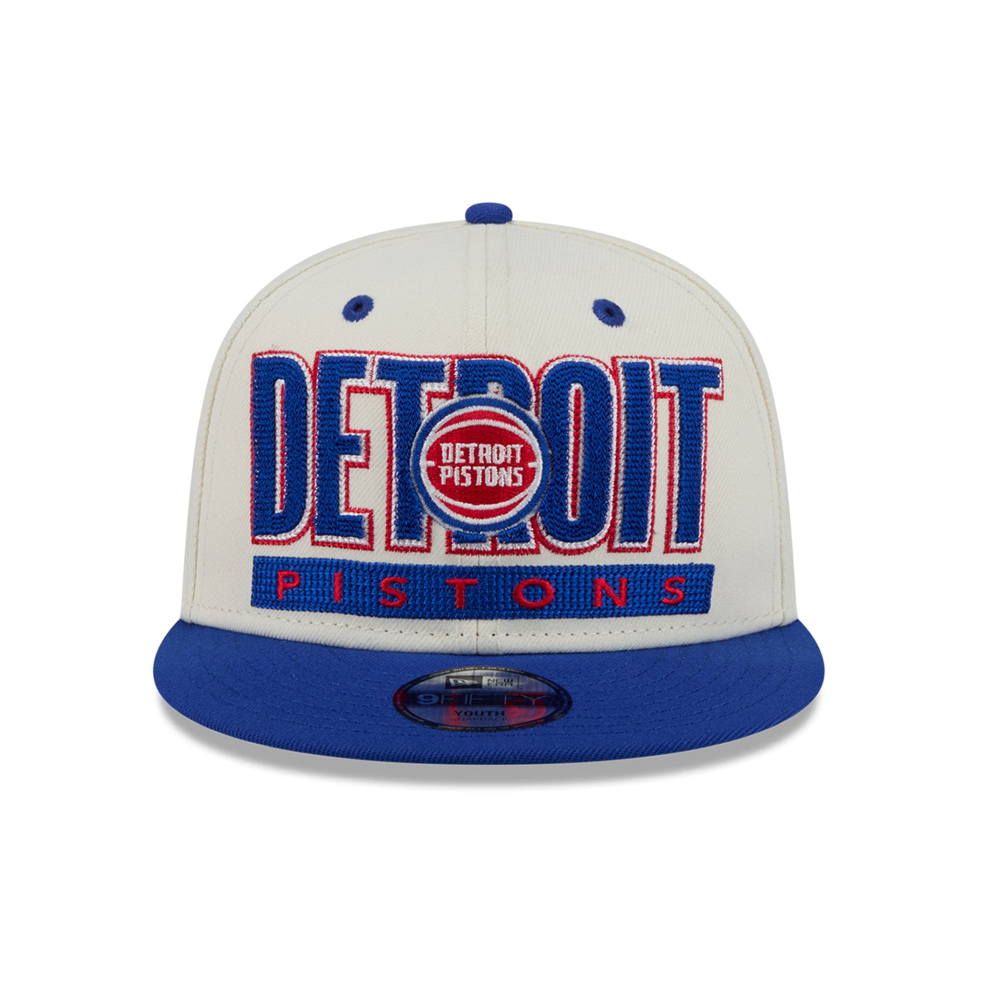 Youth New Era Cream/Blue Detroit Pistons Classic 9FIFTY Snapback Hat