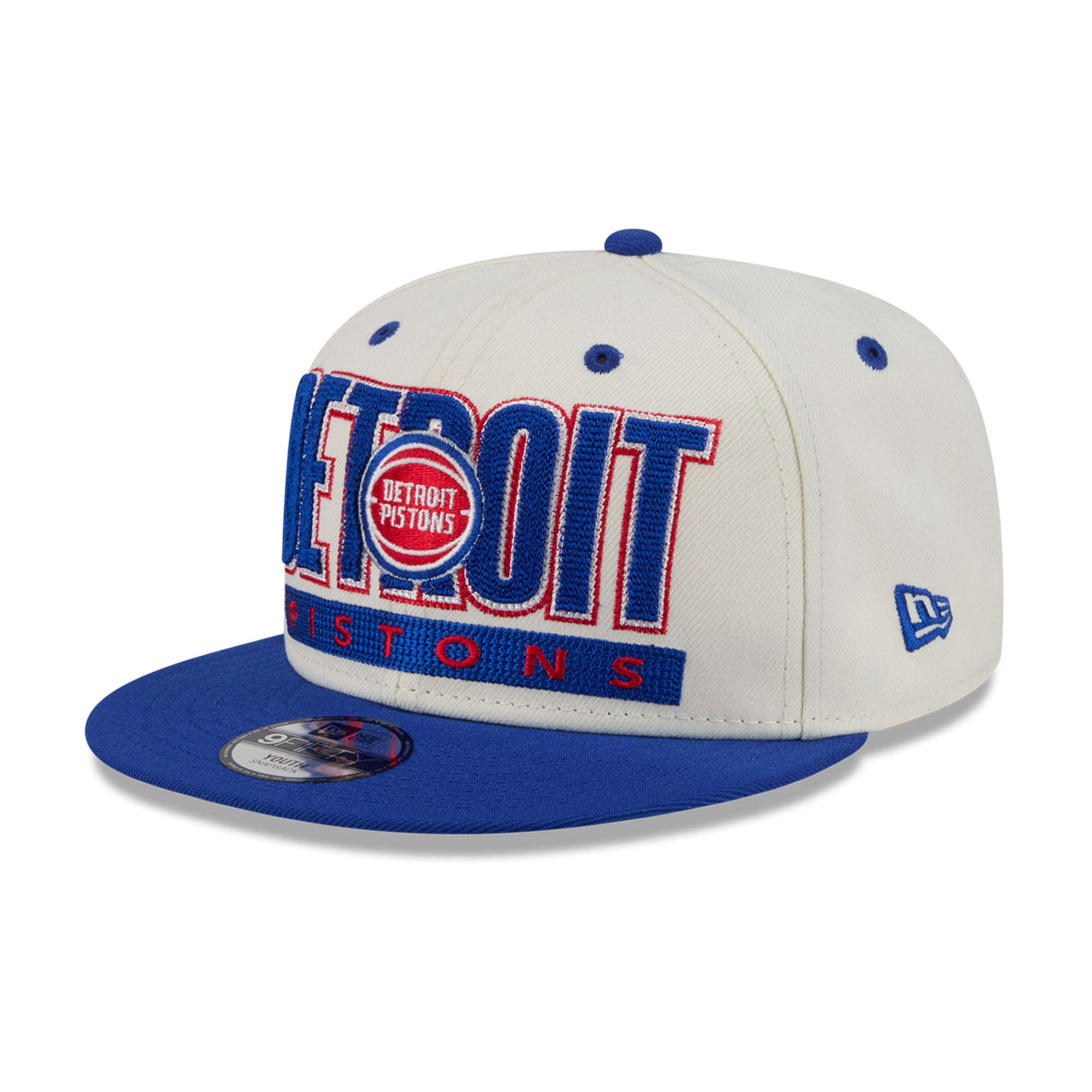 Youth New Era Cream/Blue Detroit Pistons Classic 9FIFTY Snapback Hat