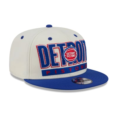 Detroit Pistons New Era Youth Classic 9FIFTY Snapback Hat - Cream/Blue