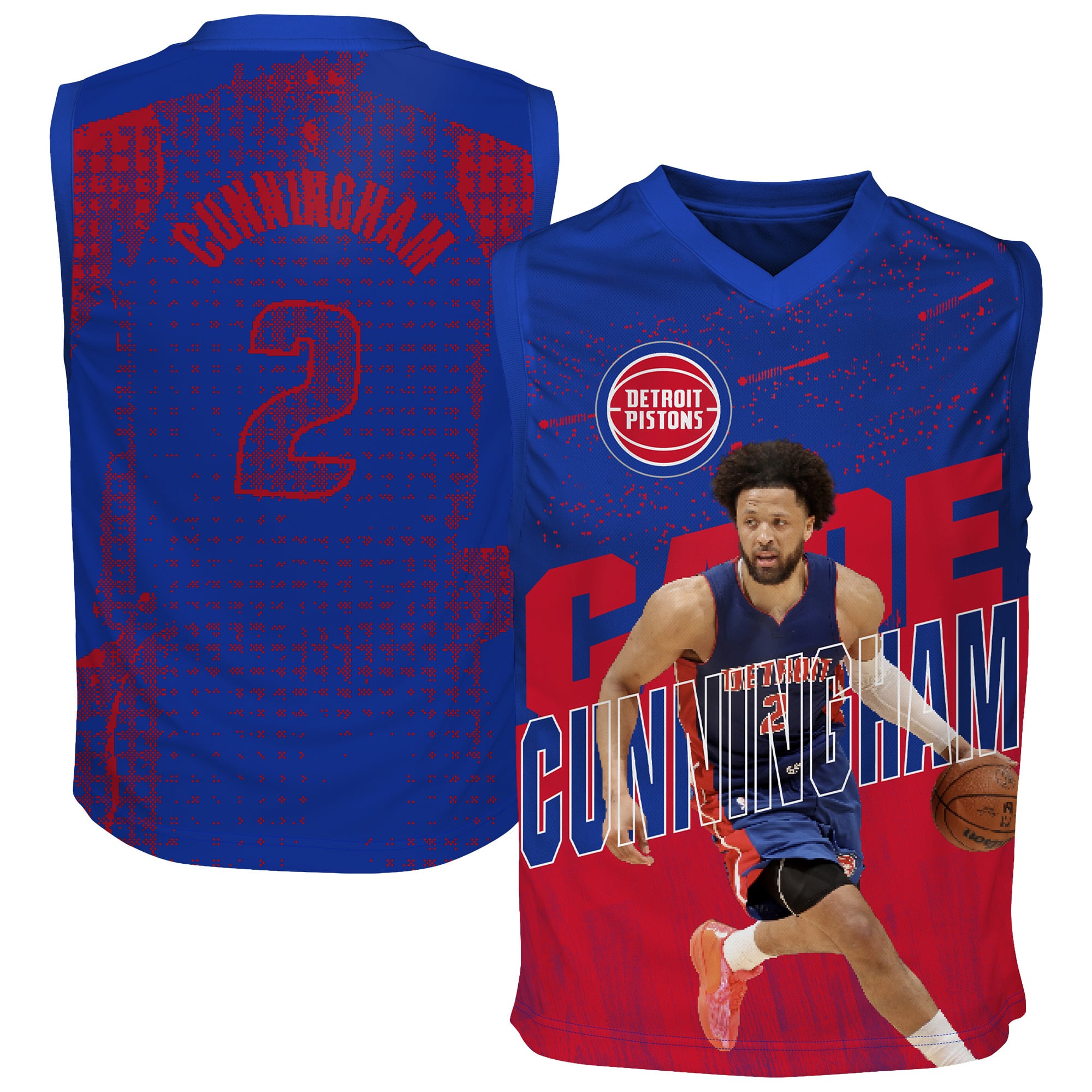 Maillot de jeu iconique bleu Cade Cunningham des Detroit Pistons pour jeunes Outerstuff