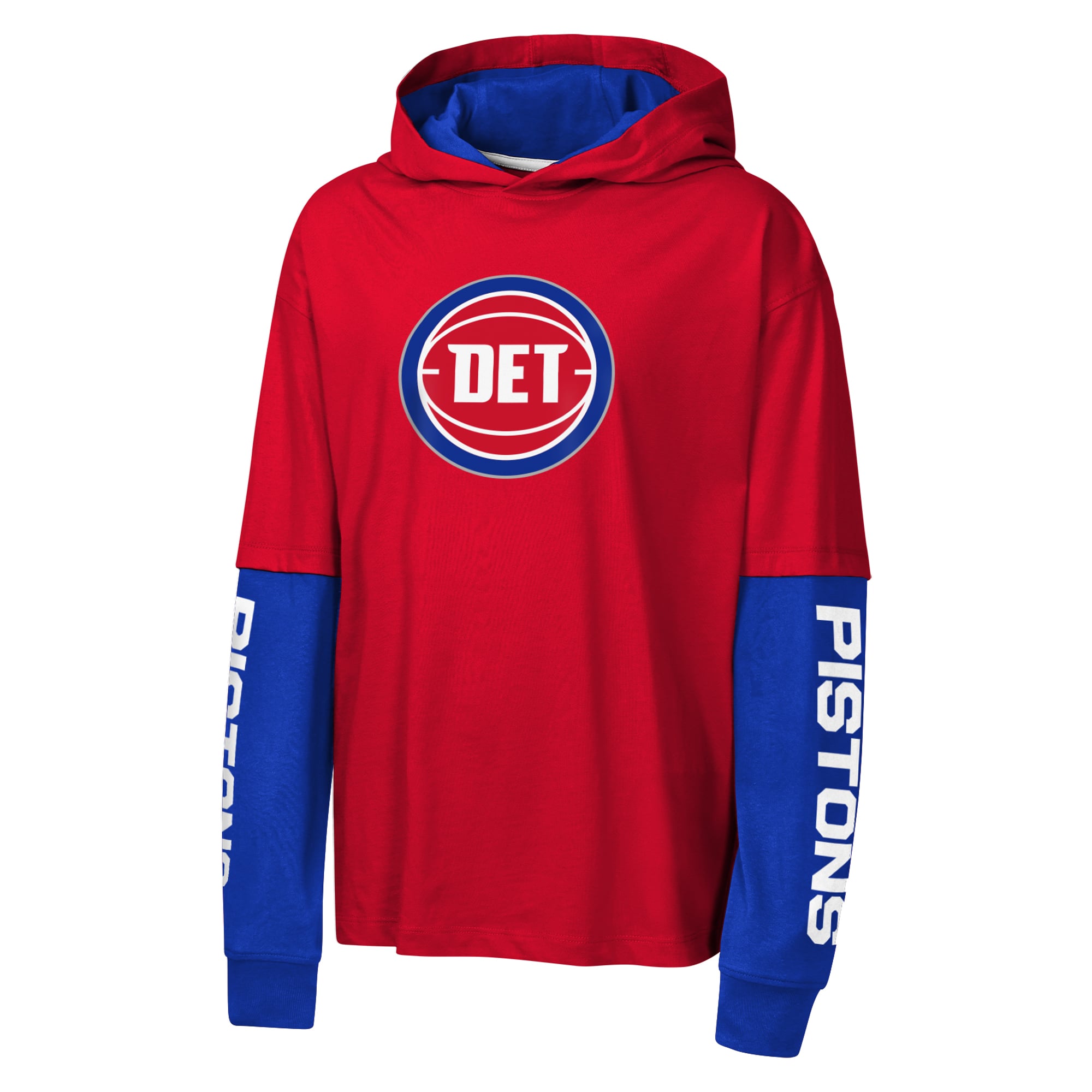 T-shirt à capuche surdimensionné en faux Nickel rouge Detroit Pistons Youth Outerstuff Double