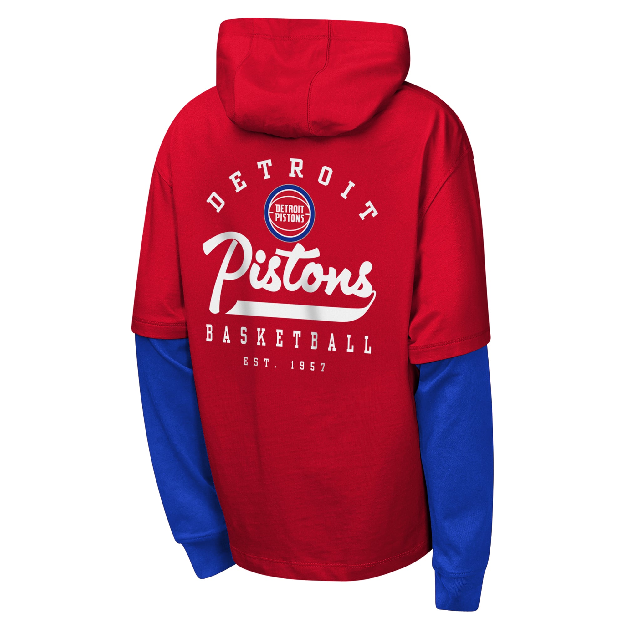 T-shirt à capuche surdimensionné en faux Nickel rouge Detroit Pistons Youth Outerstuff Double