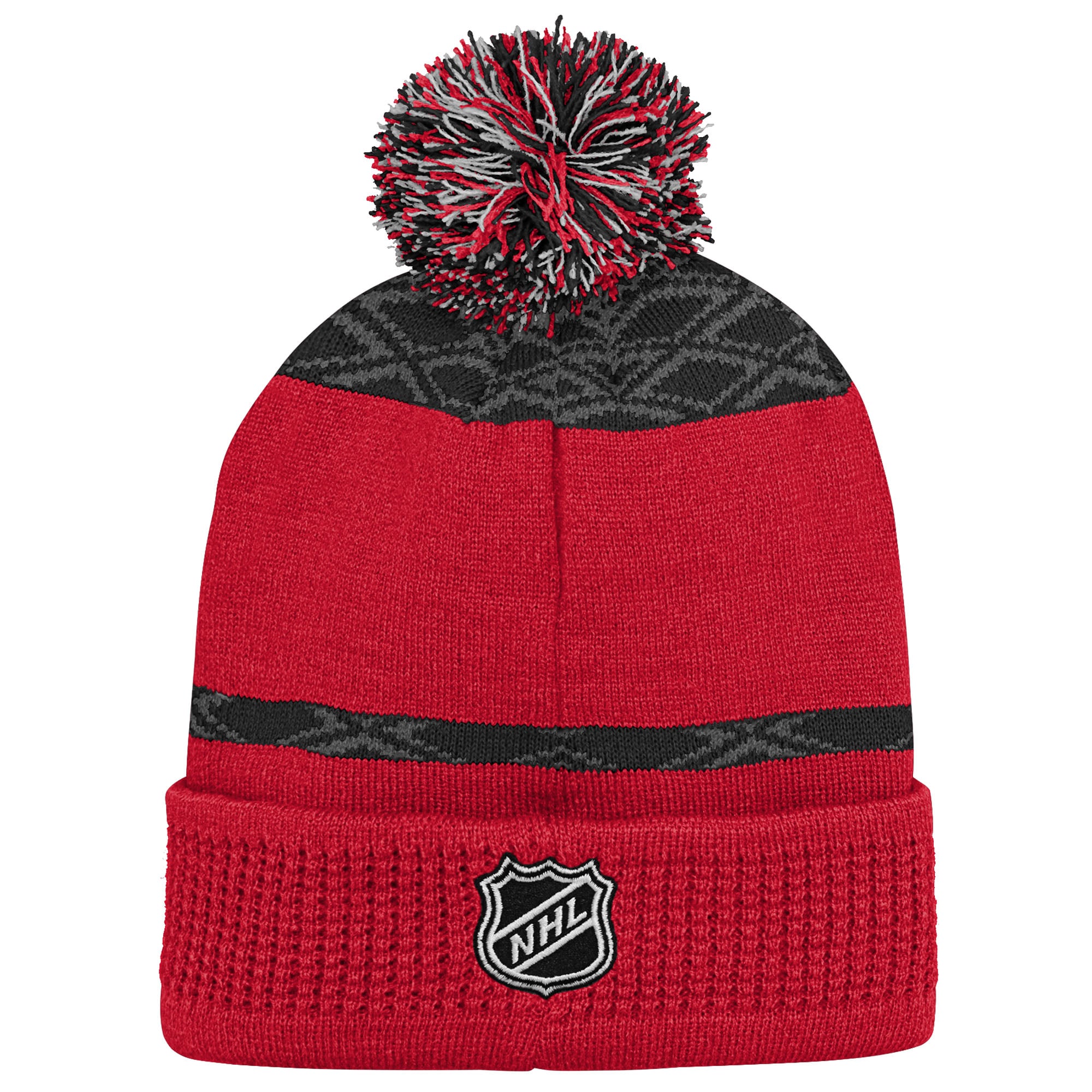 Bonnet tricoté à revers avec pompon et rondelle rouge des Red Wings de Détroit