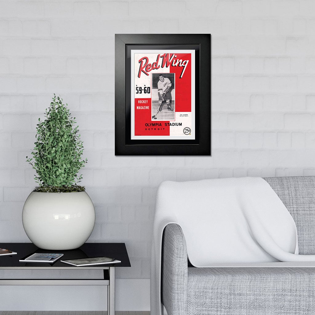 Detroit Red Wings 1959 Red Wing Magazine Olympia Stadium - 12'' x 16'' Framed Program Cover