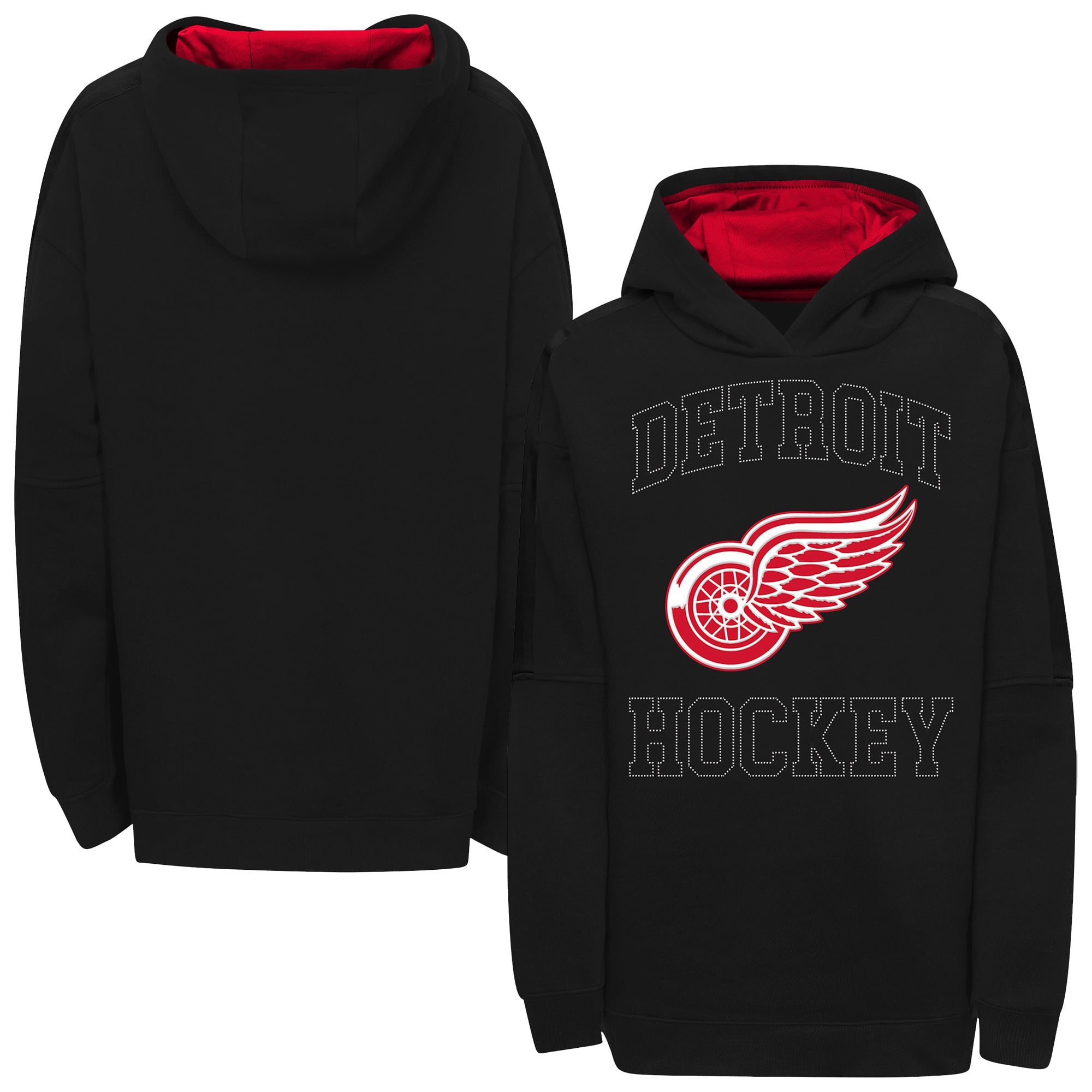 Sweat à capuche noir paillettes pour filles Outerstuff Red Wings de Détroit