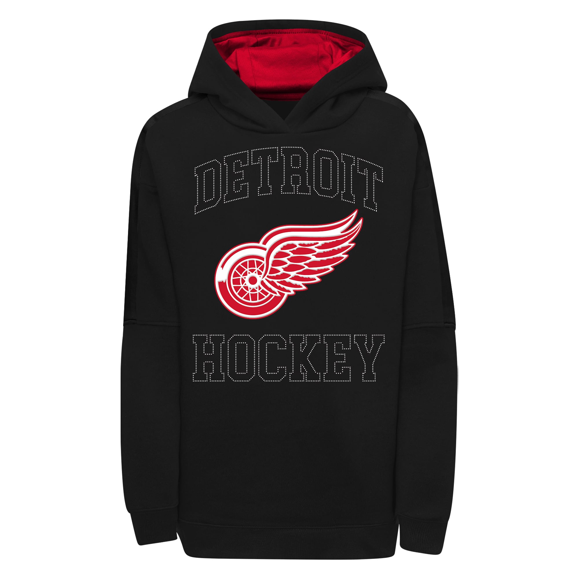 Sweat à capuche noir paillettes pour filles Outerstuff Red Wings de Détroit