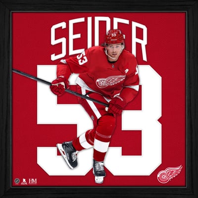 Moritz Seider Detroit Red Wings Highland Mint 13'' x 13'' Impact Jersey Framed Photo