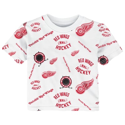 Infant Detroit Red Wings Outerstuff White Run Down Allover Print T-Shirt