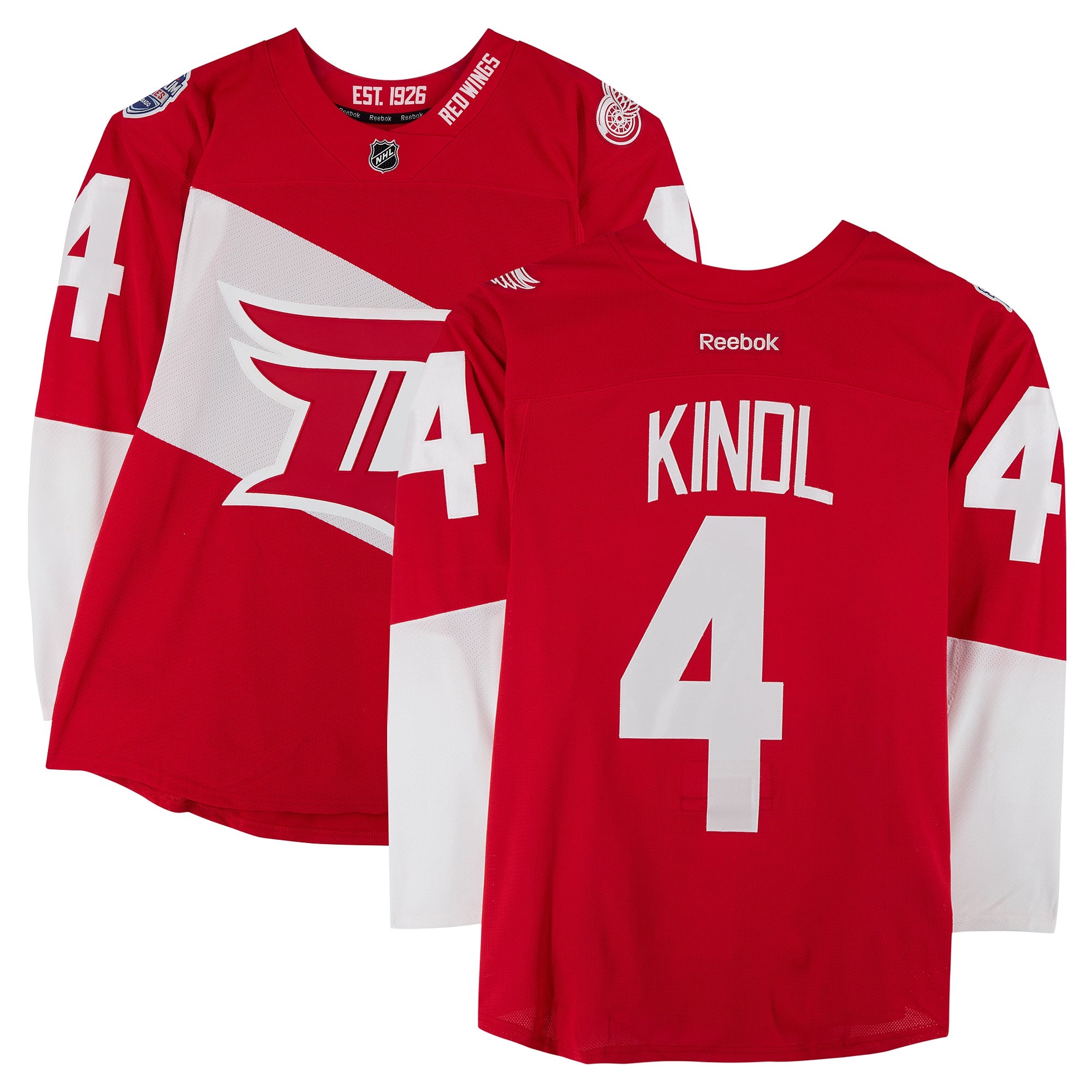 Jakub Kindl Detroit Red Wings Player-Issued #4 Red Jersey vs. Colorado Avalanche on February 27, 2016