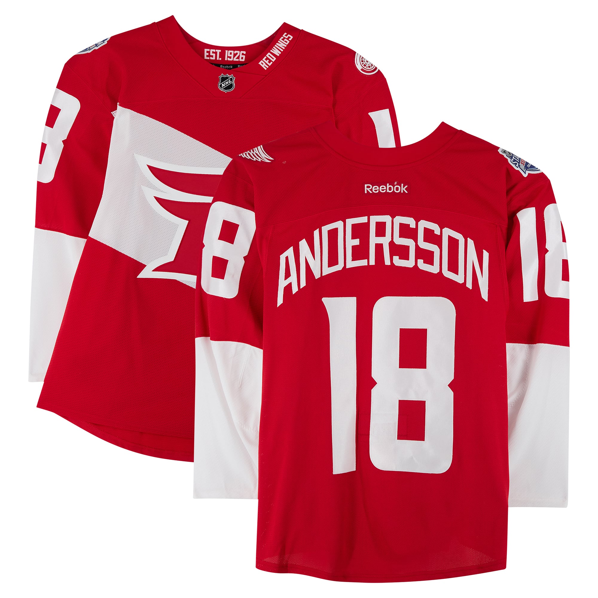 Joakim Andersson Detroit Red Wings Player-Issued #18 Red Jersey vs. Colorado Avalanche on February 27, 2016