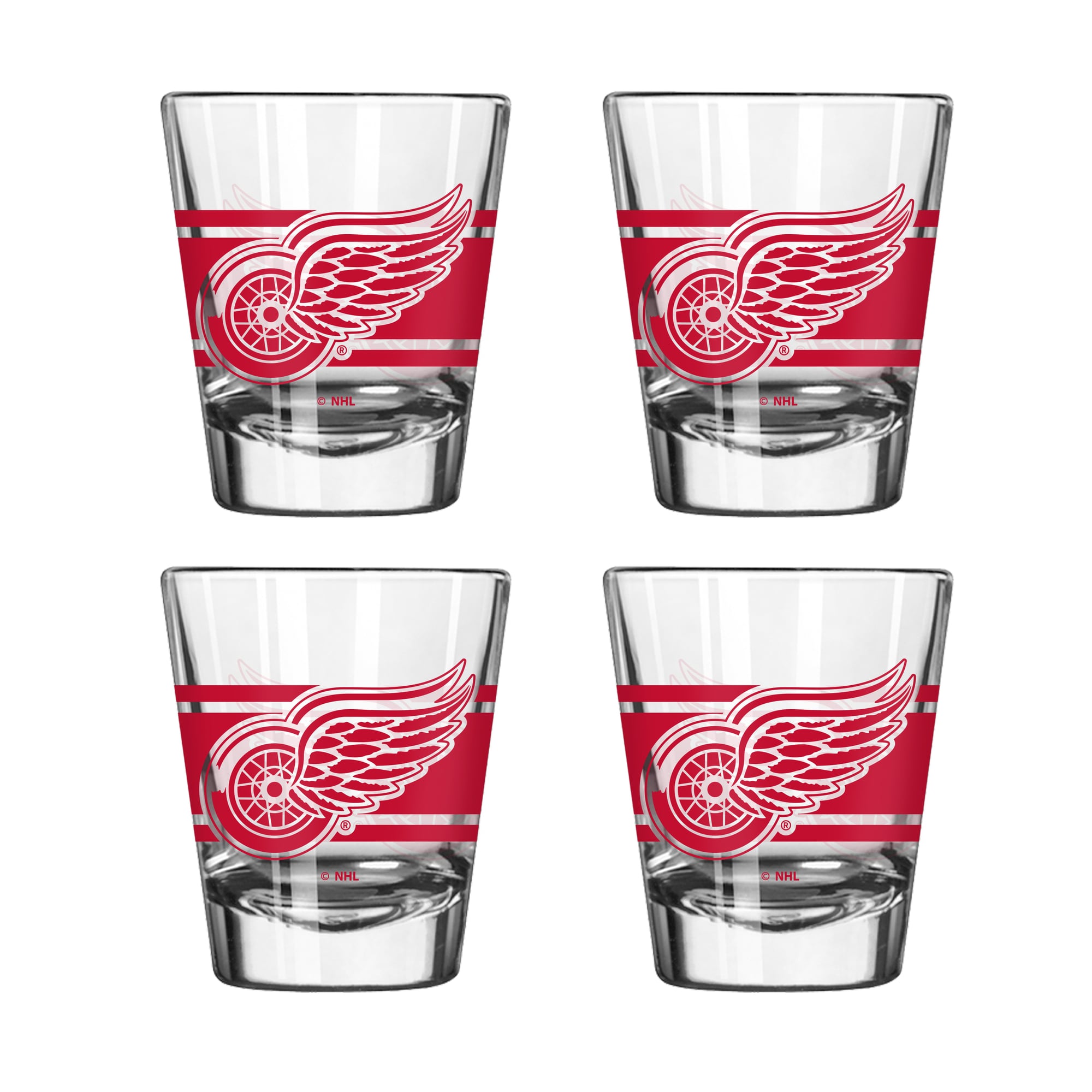 Ensemble de quatre verres à liqueur rayés Logo Brands Detroit Red Wings