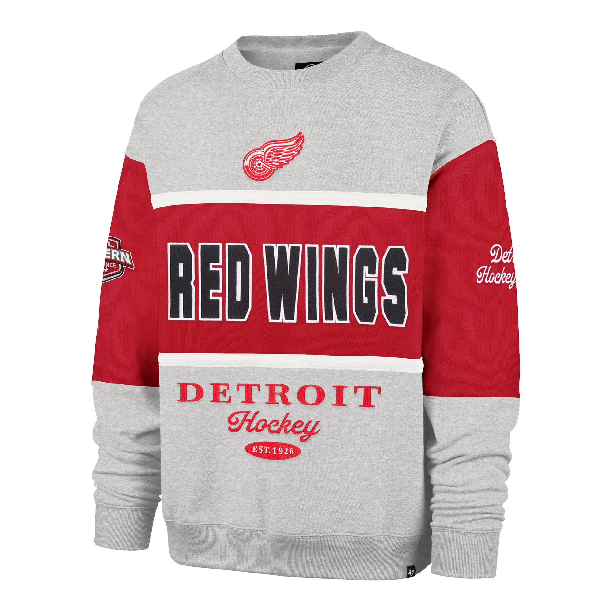 Men's '47  Gray Detroit Red Wings Fall Maximilist Crew Sweatshirt