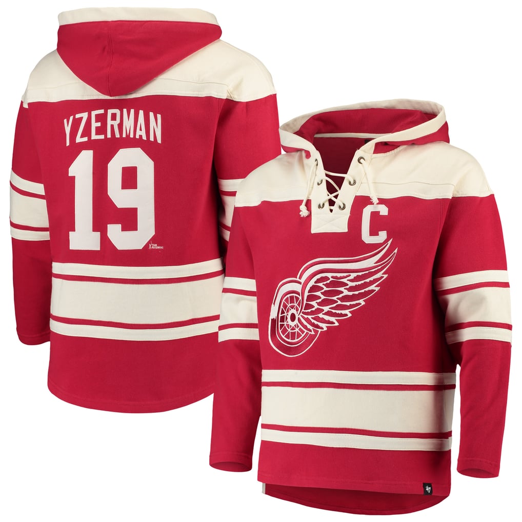 Men's Detroit Red Wings Steve Yzerman '47 Red Player Lacer Pullover Hoodie