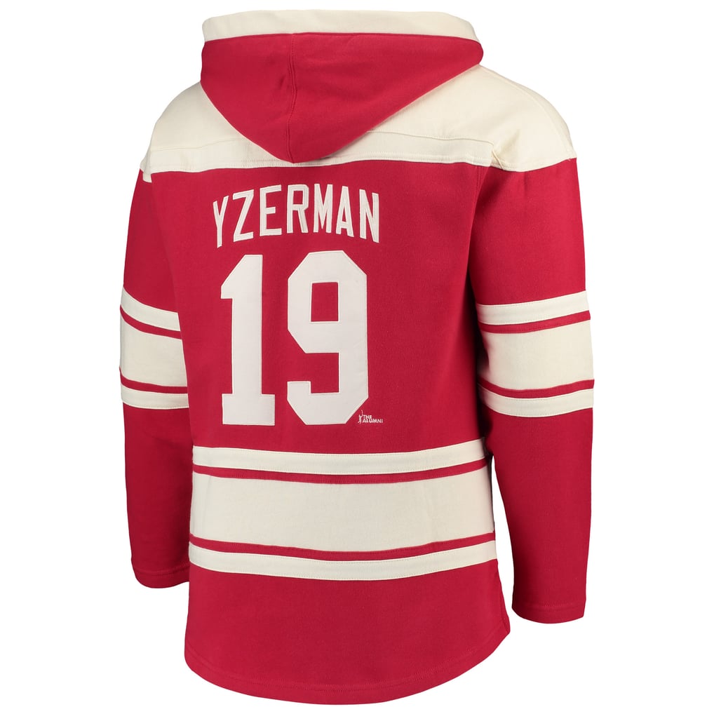 Men's Detroit Red Wings Steve Yzerman '47 Red Player Lacer Pullover Hoodie