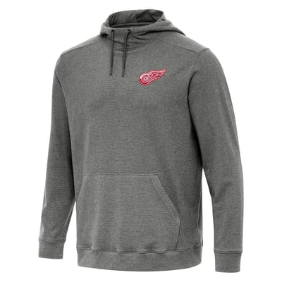 Detroit Red Wings Antigua Cloud Pullover Hoodie - Heather Black