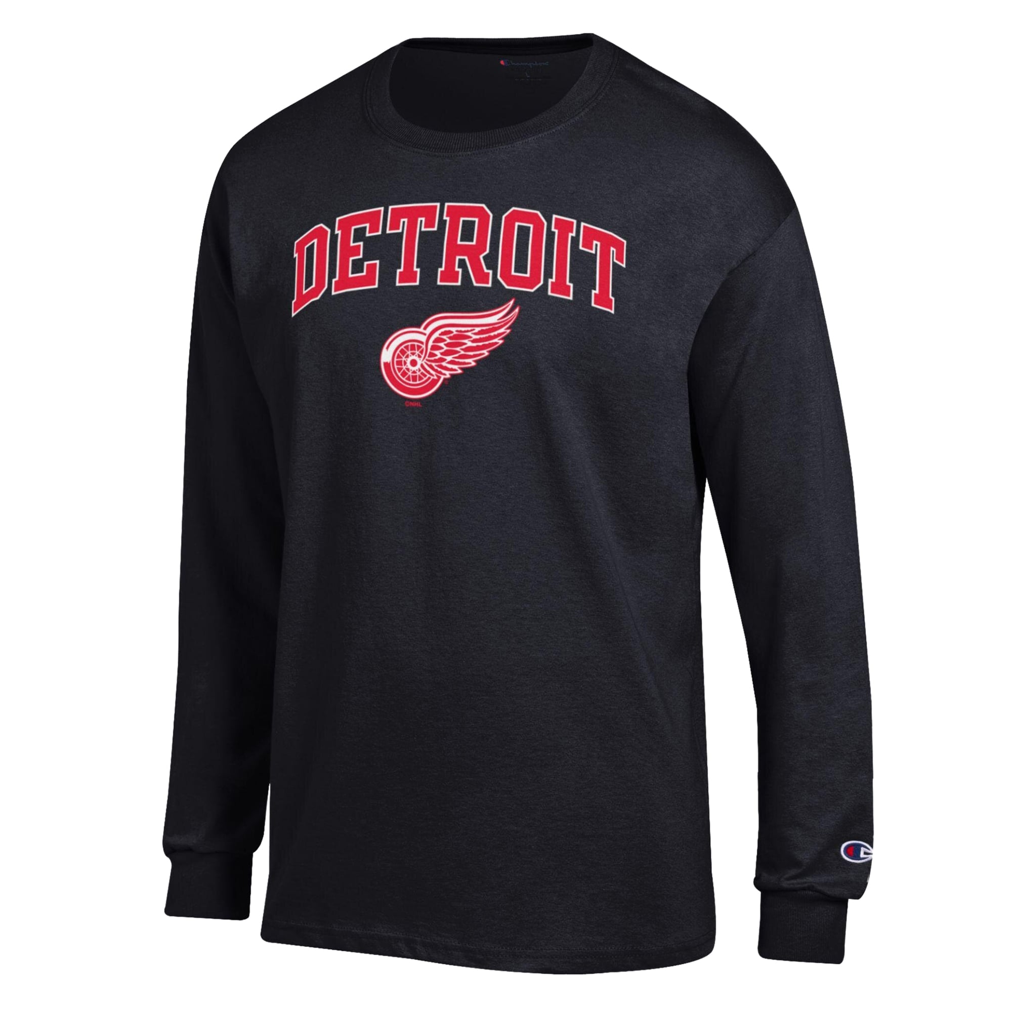 T-shirt à manches longues Champion noir Detroit Red Wings pour homme