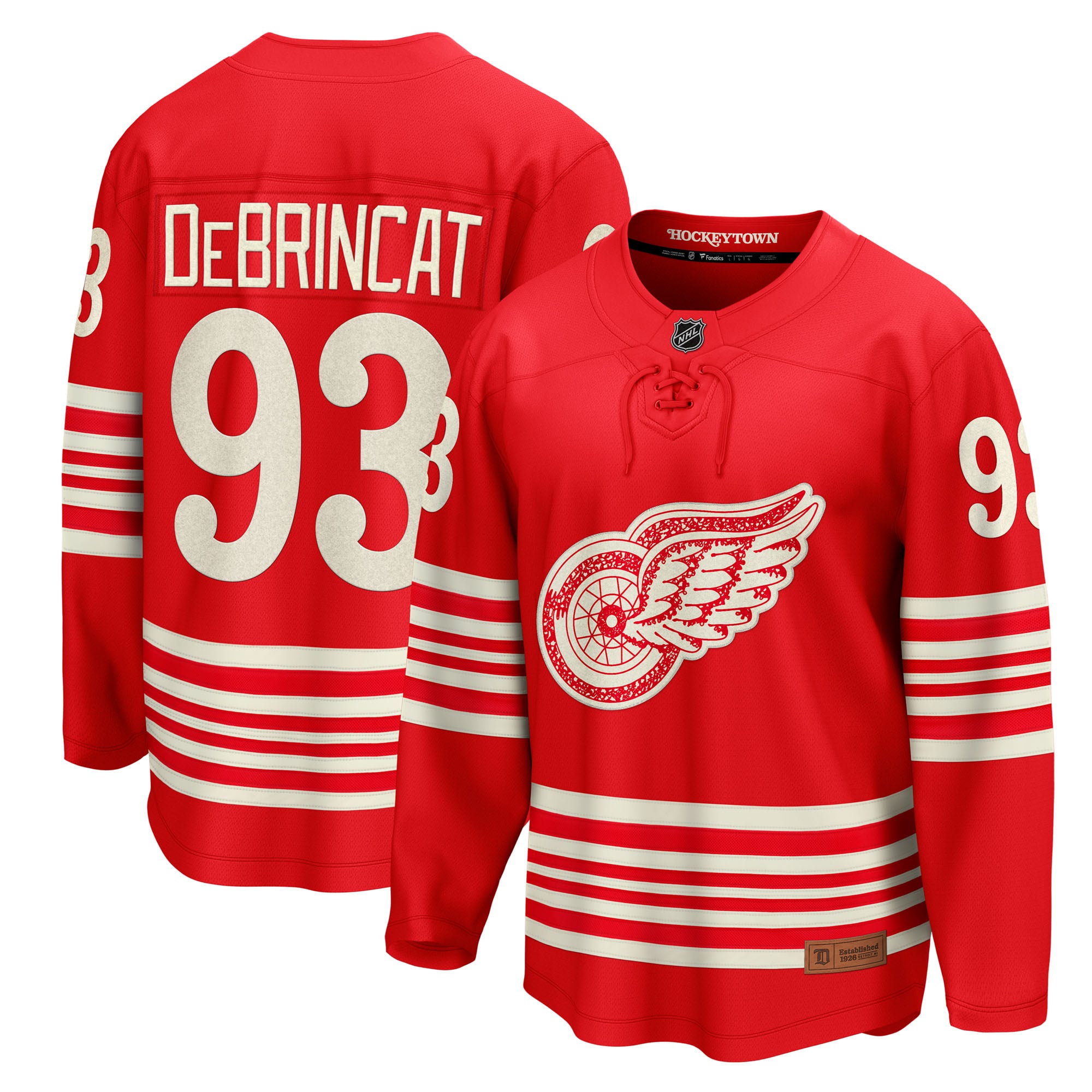 Men's Fanatics Alex DeBrincat Red Detroit Wings Centennial Breakaway Player Jersey