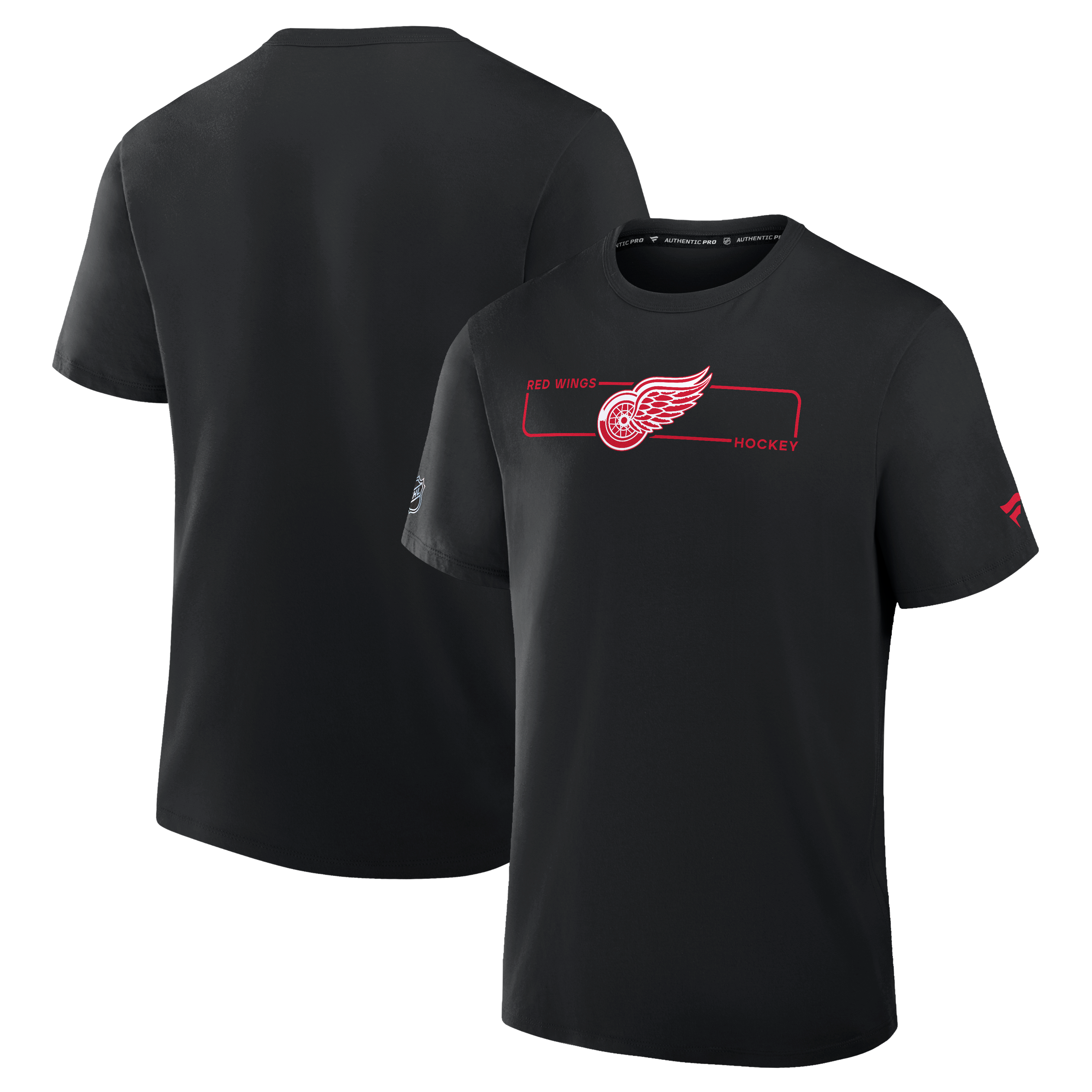 Men's Fanatics Black Detroit Red Wings Authentic Pro Primary Logo T-Shirt
