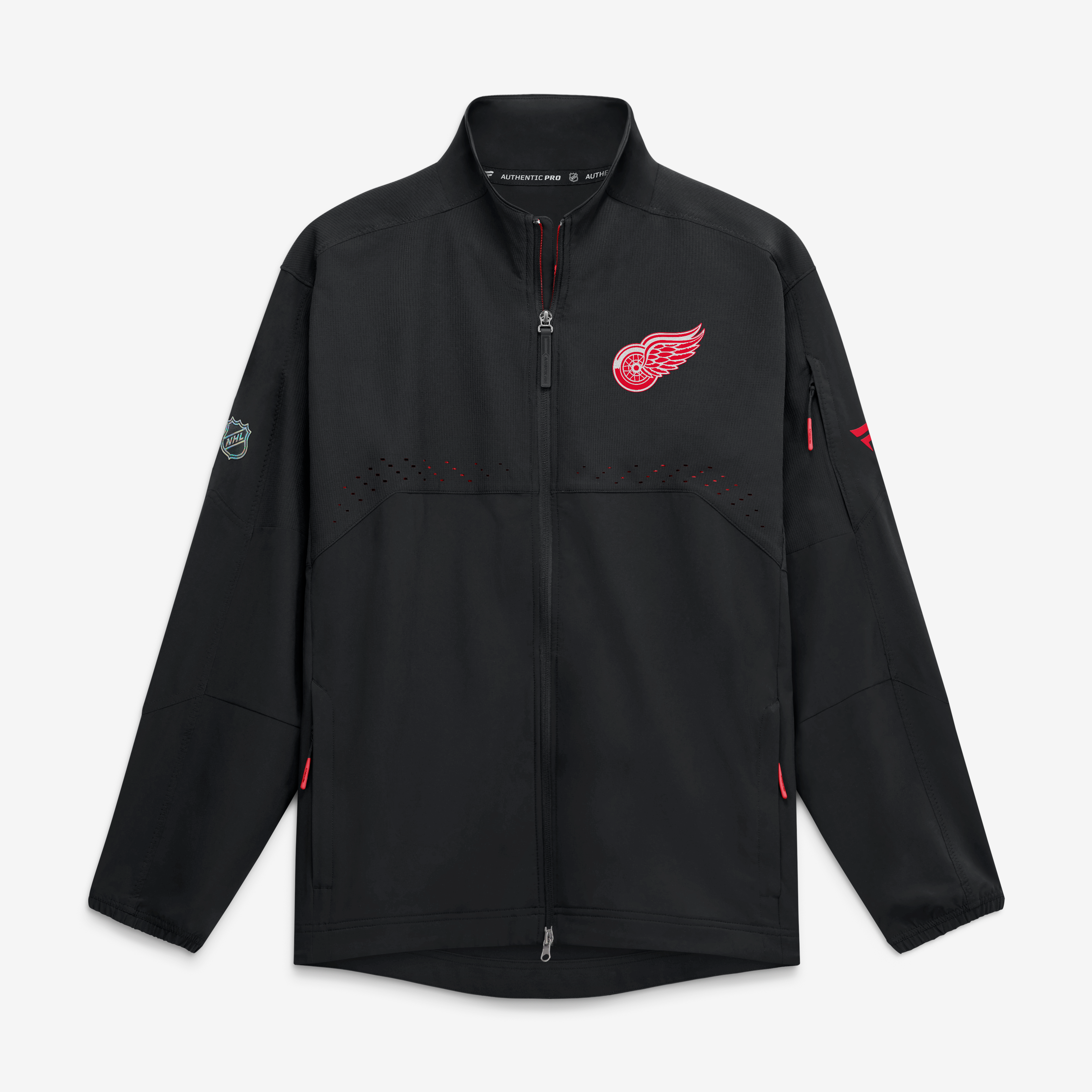 Veste d'entraîneur authentique Pro Rink pour homme, noire, des Red Wings de Détroit (Fanatics).