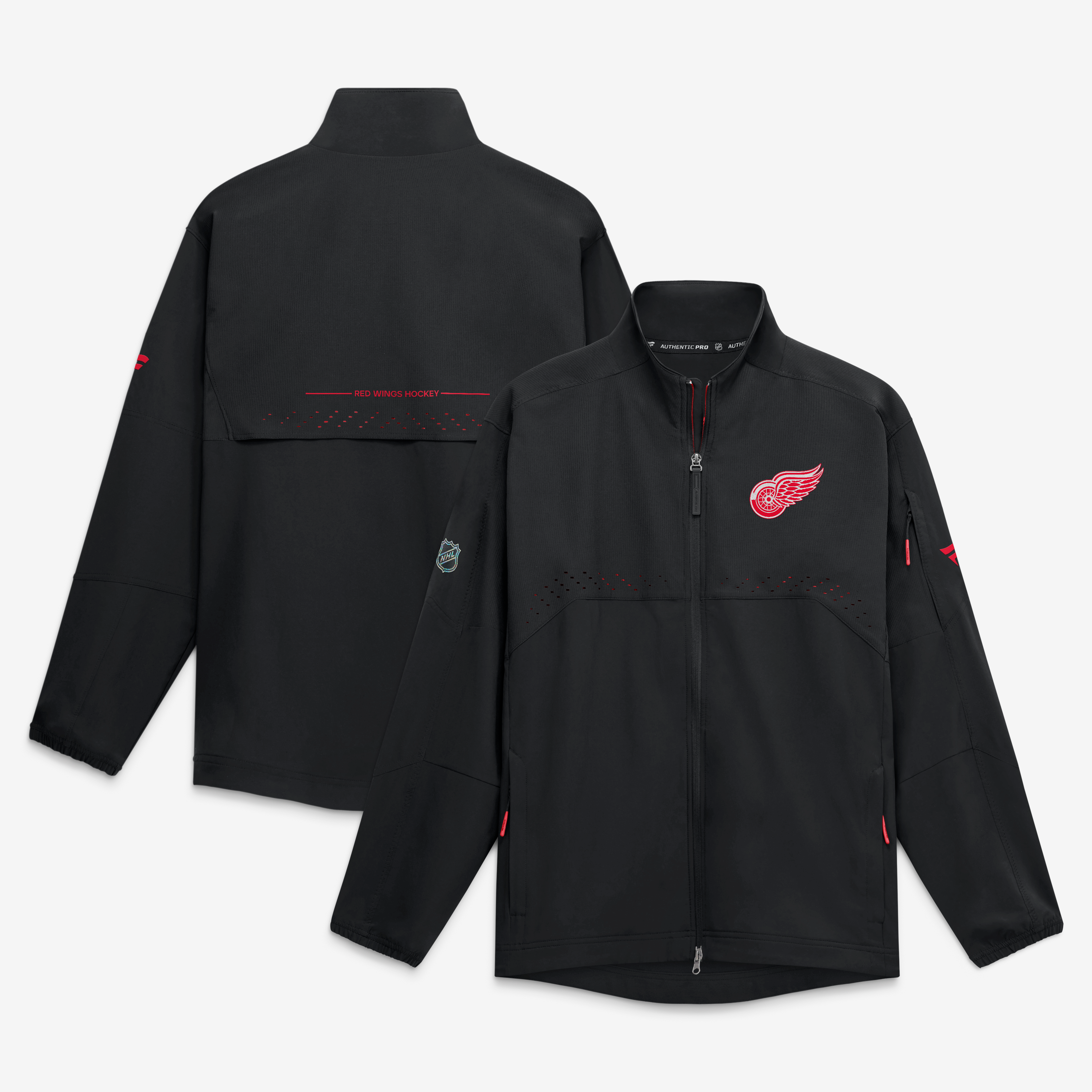 Veste d'entraîneur authentique Pro Rink pour homme, noire, des Red Wings de Détroit (Fanatics).