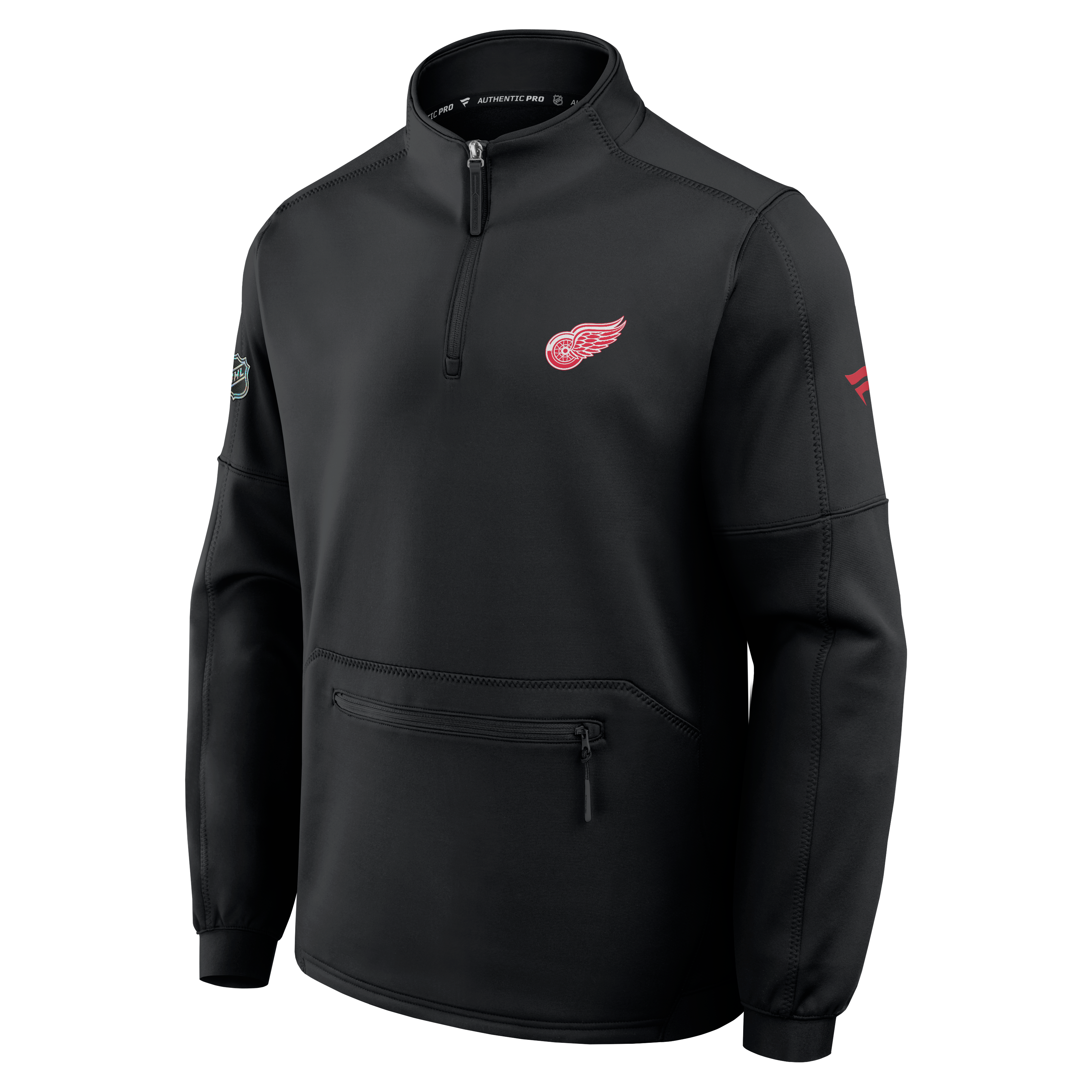 Men's Fanatics Black Detroit Red Wings Authentic Pro Rink Fleece Quarter-Zip Pullover