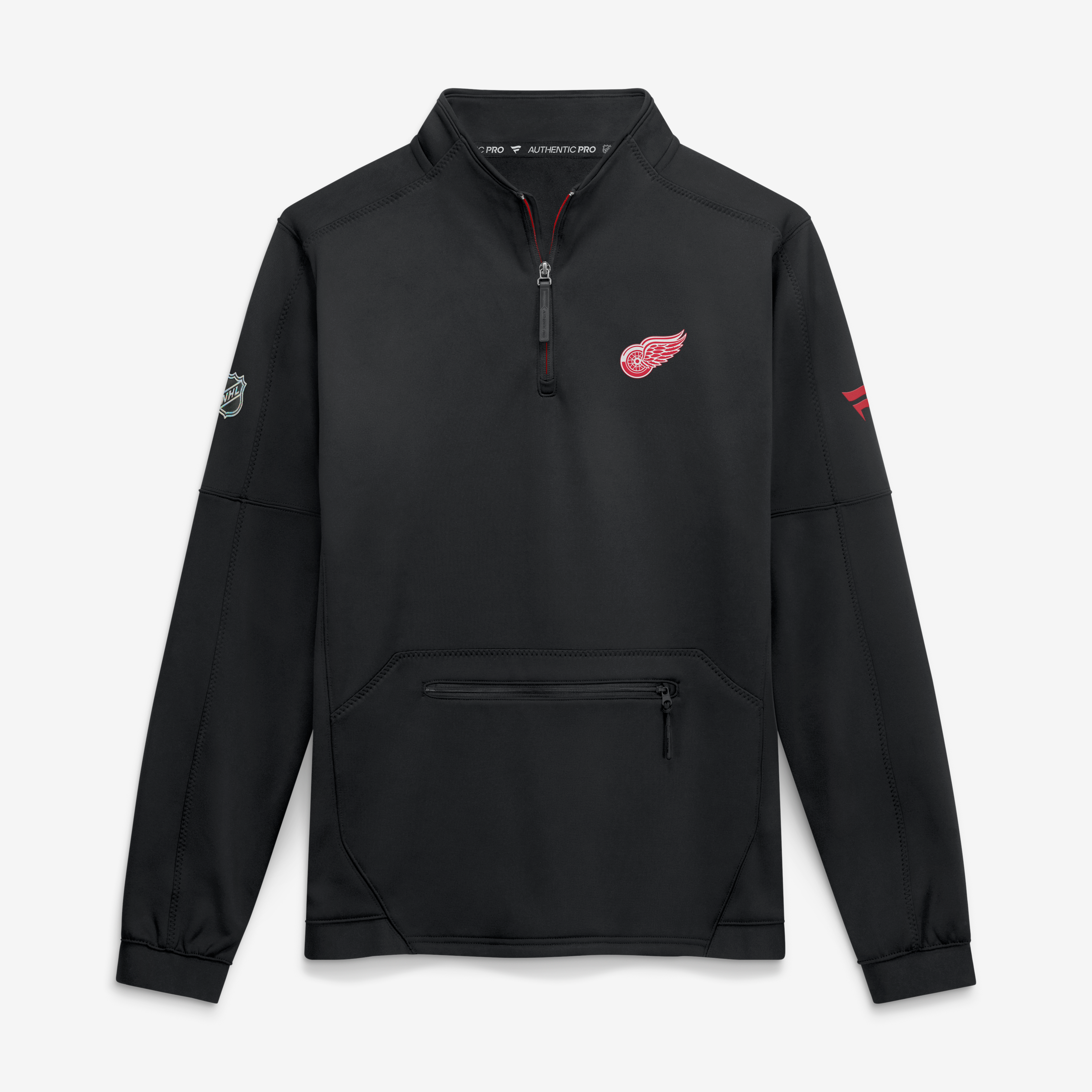 Men's Fanatics Black Detroit Red Wings Authentic Pro Rink Fleece Quarter-Zip Pullover