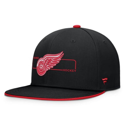 Men's Detroit Red Wings Fanatics Black Authentic Pro Rink Snapback Hat