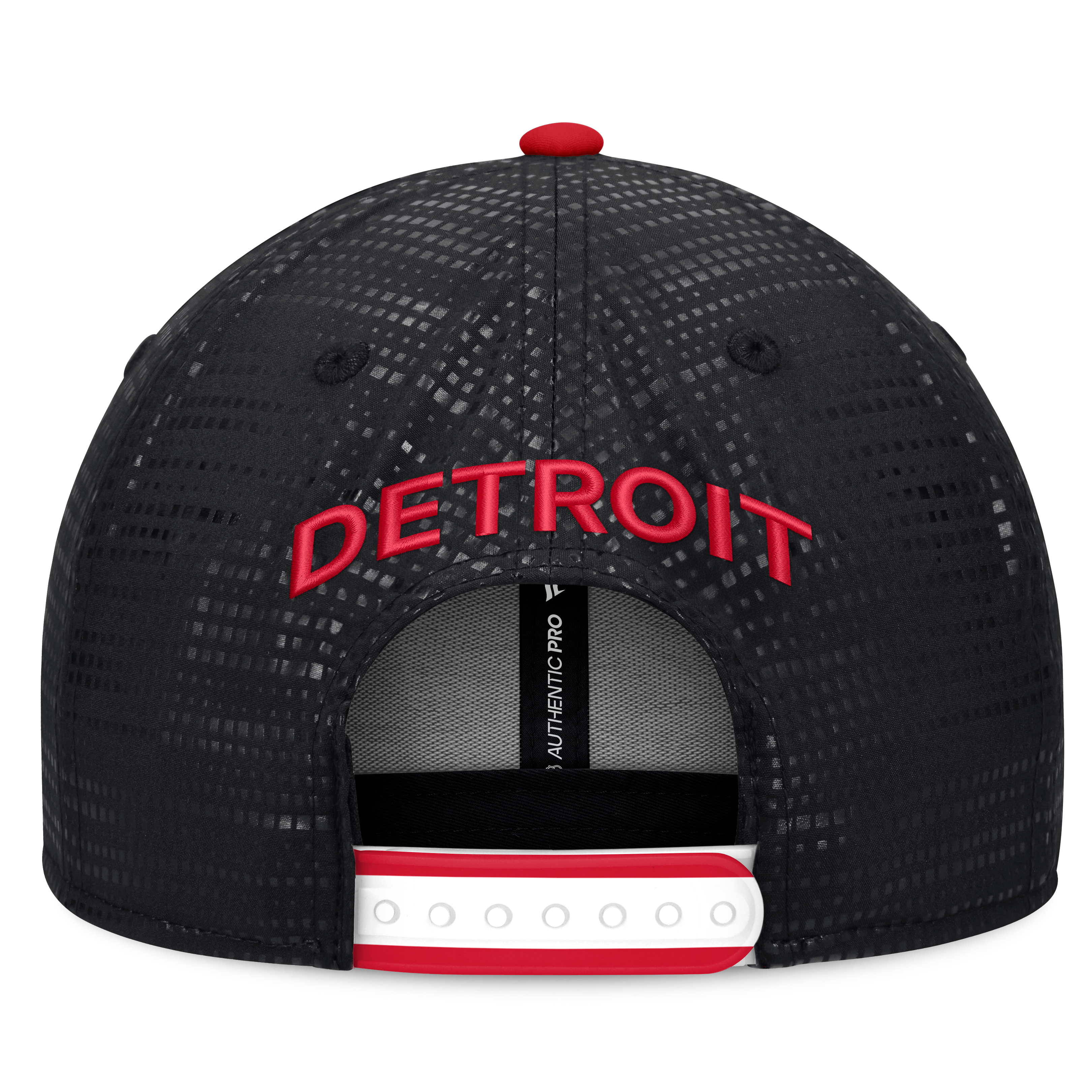 Casquette snapback authentique Detroit Red Wings noire pour homme, modèle Pro Rink Square Visor de Fanatics.