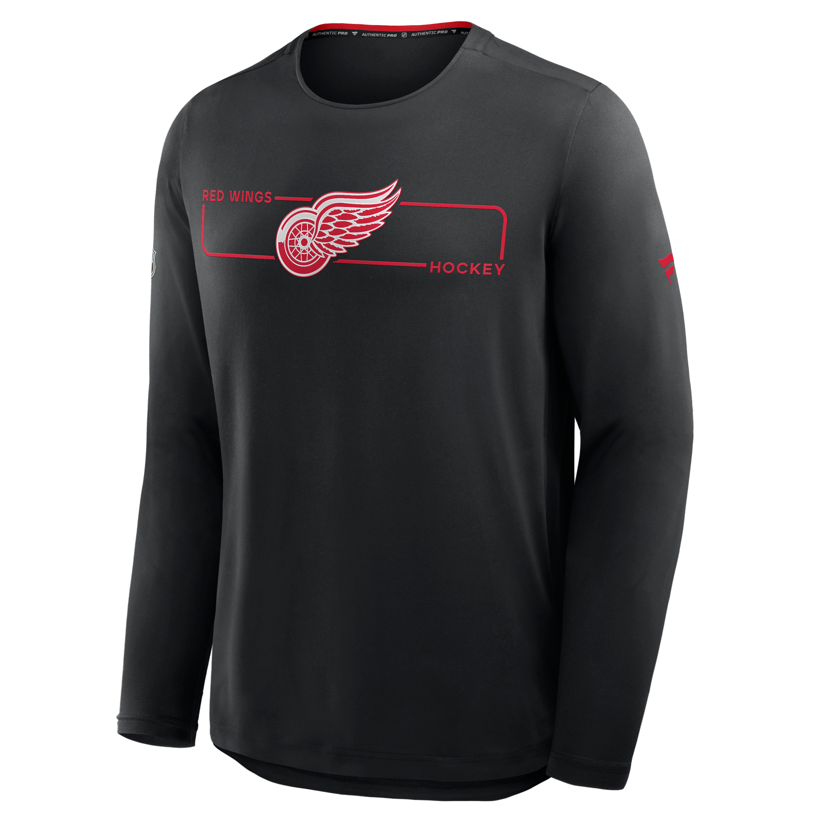 T-shirt à manches longues authentique Pro Rink Tech Detroit Red Wings noir pour homme de Fanatics