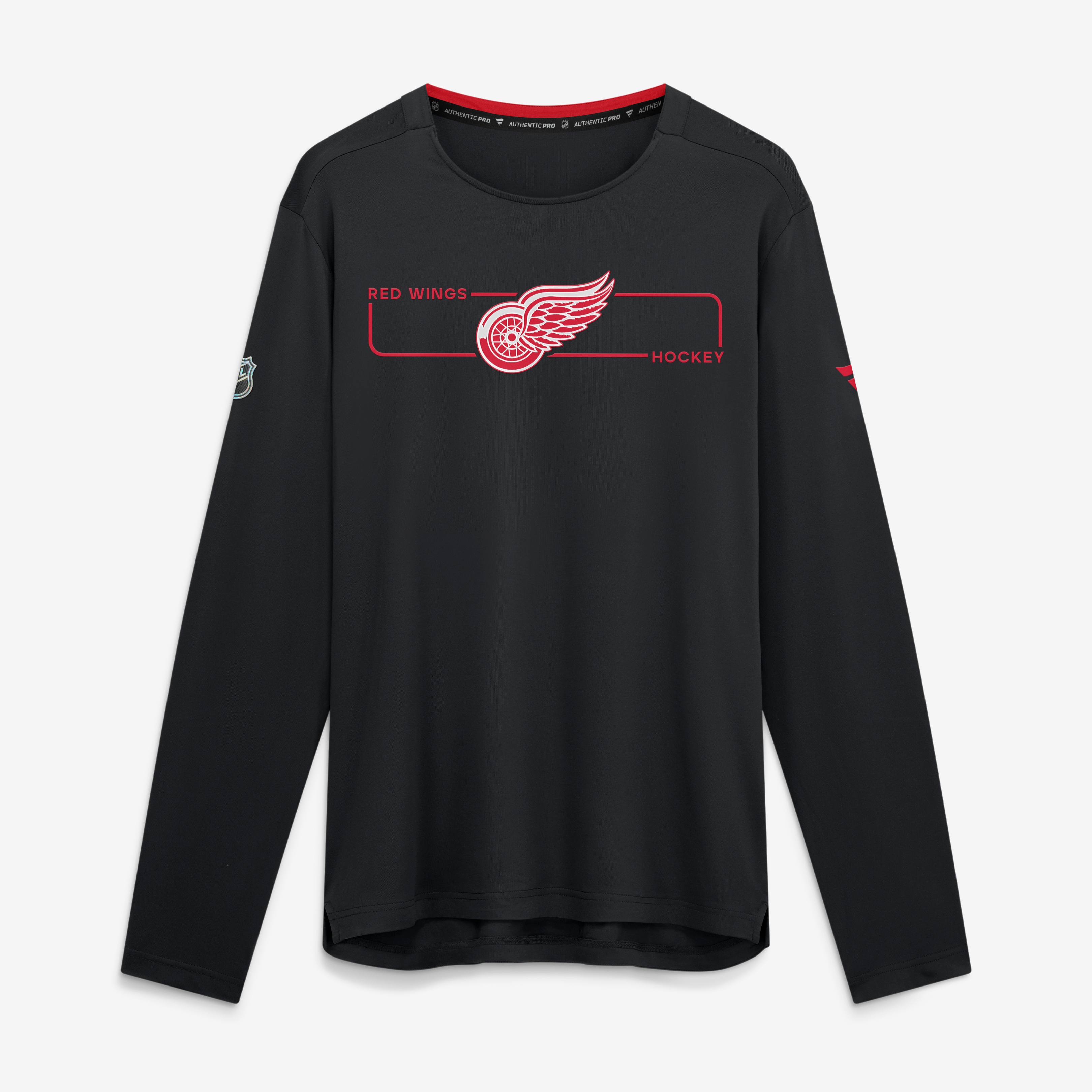 T-shirt à manches longues authentique Pro Rink Tech Detroit Red Wings noir pour homme de Fanatics