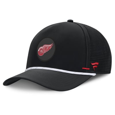 Men's Detroit Red Wings Fanatics Black Authentic Pro Rink Vented A-Frame Adjustable Hat