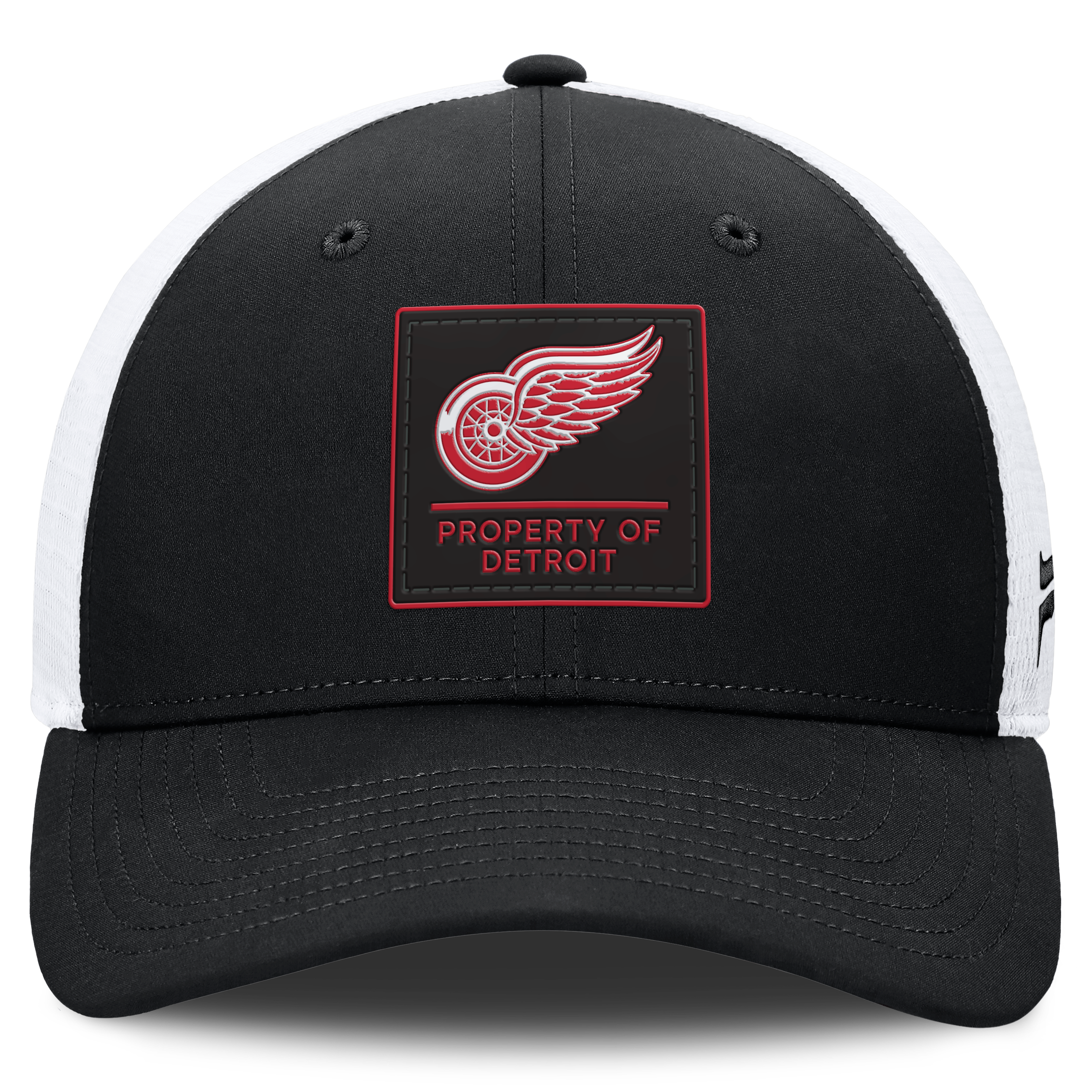 Casquette Fanatics noire authentique Detroit Red Wings Pro Train à dos en maille ajustable pour homme