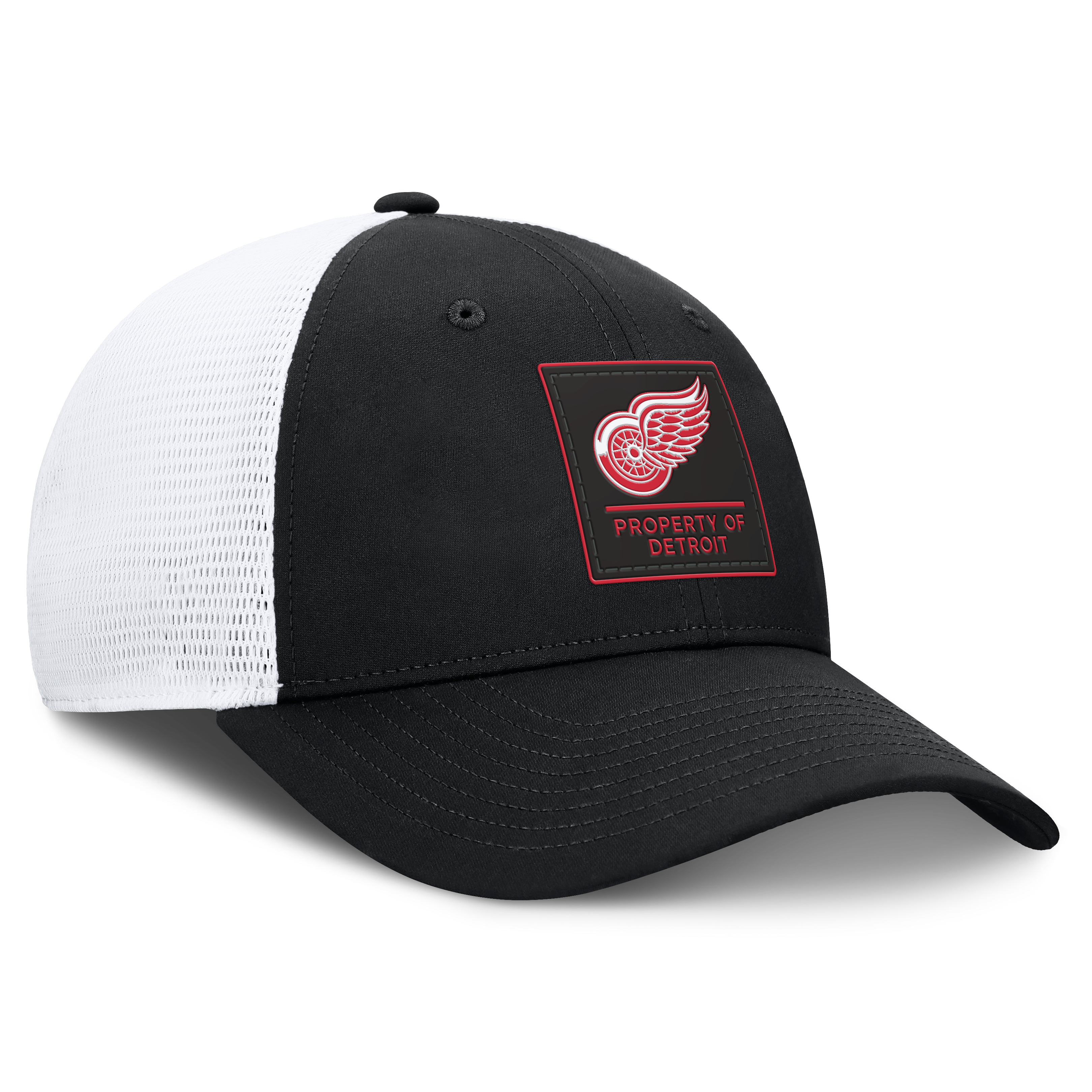 Casquette Fanatics noire authentique Detroit Red Wings Pro Train à dos en maille ajustable pour homme