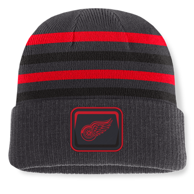 Detroit Red Wings Fanatics Knurly Stripe Cuffed Knit Hat - Black
